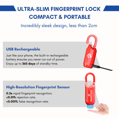 HUBBTECHPRO™ Quicksecure Finger Lock | Keyless, USB Rechargeable & Secure