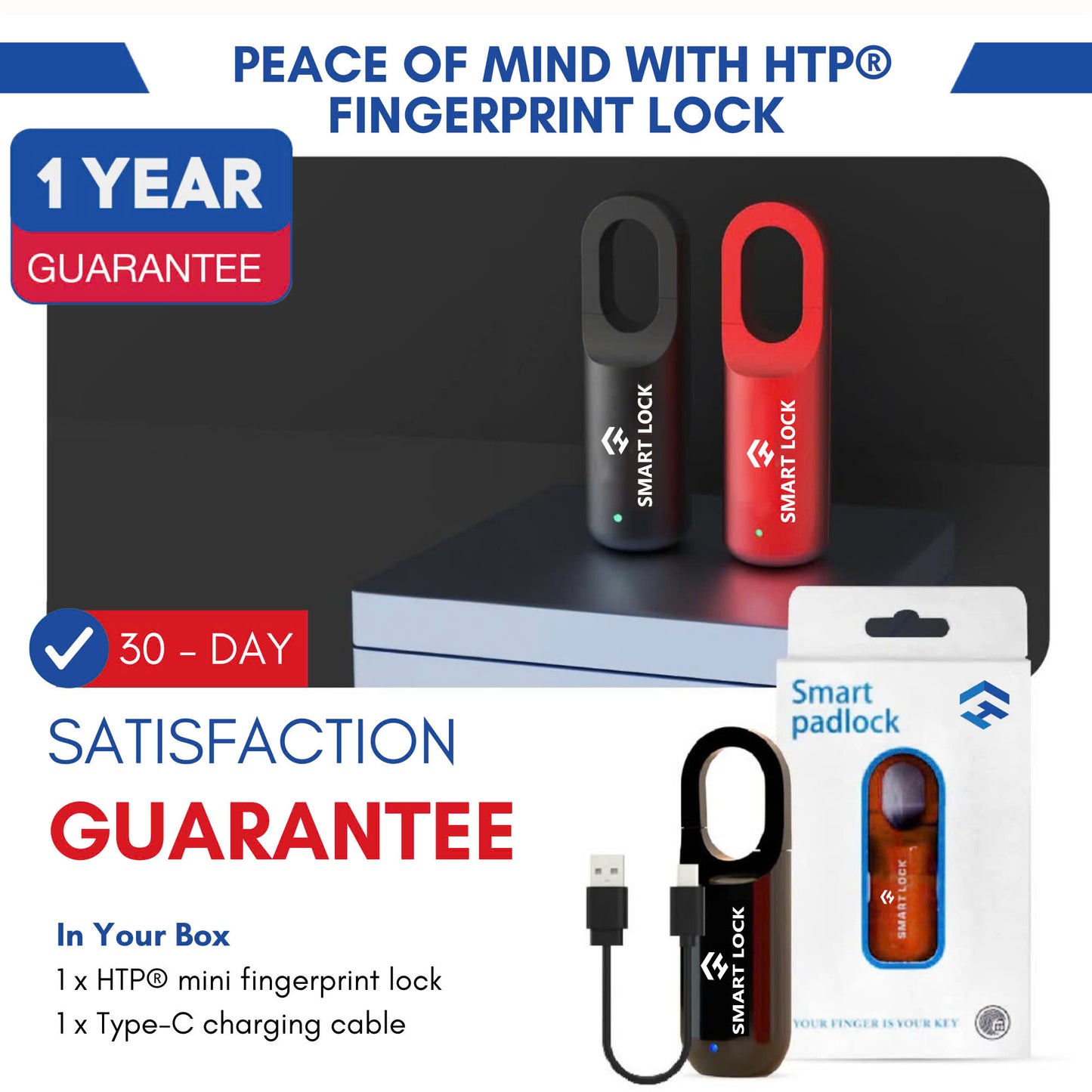 HUBBTECHPRO™ Quicksecure Finger Lock | Keyless, USB Rechargeable & Secure