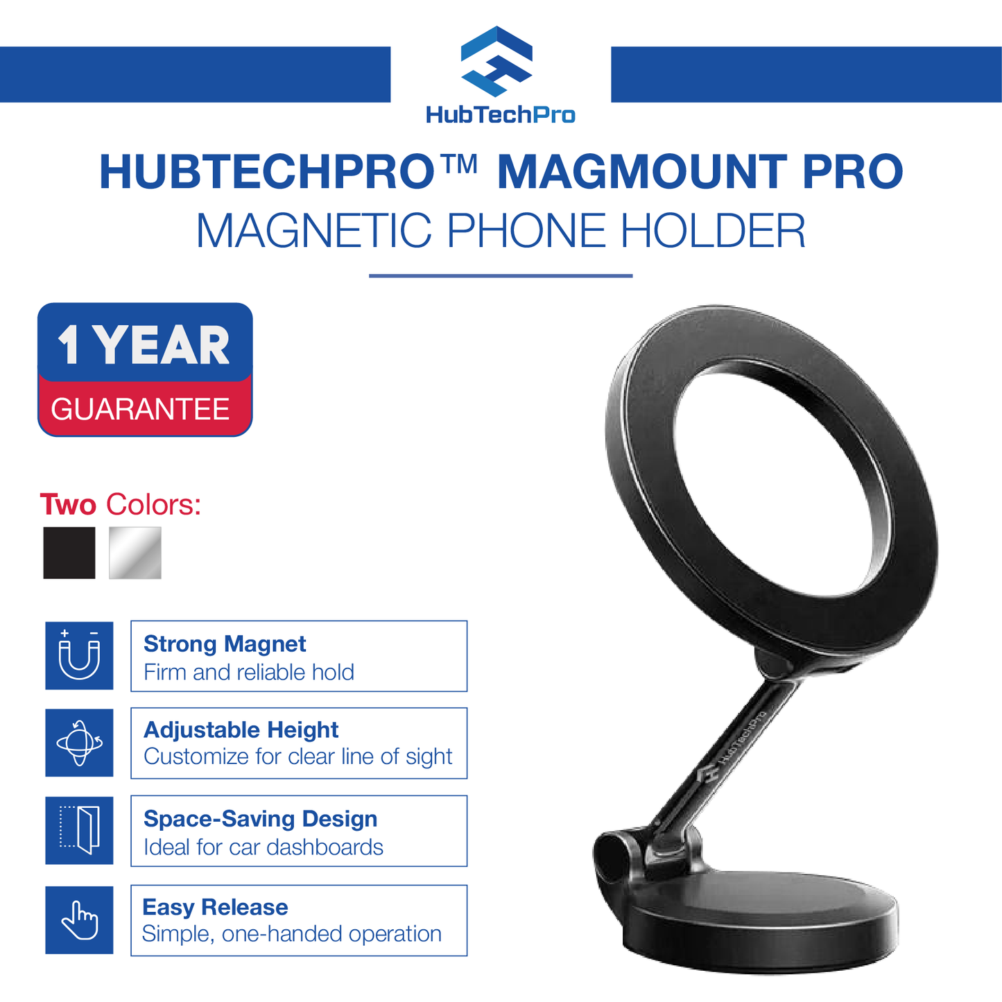 HubbTechPro360™ Magnetic Car Phone Holder – 360° Rotation, Ultra-Strong Grip, Universal for All Devices