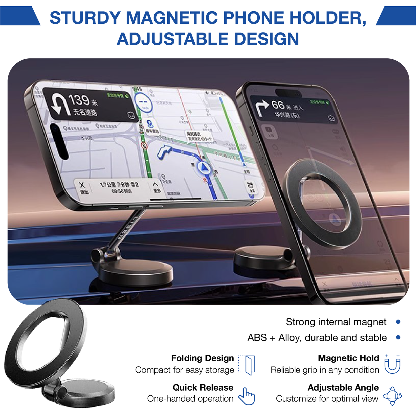 HubbTechPro360™ Magnetic Car Phone Holder – 360° Rotation, Ultra-Strong Grip, Universal for All Devices