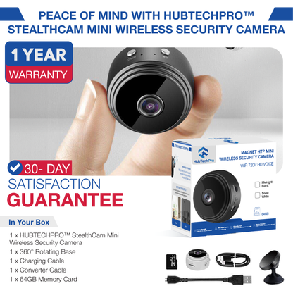 HUBTECHPRO™ StealthCam 720P Mini Security Camera with Motion Detection