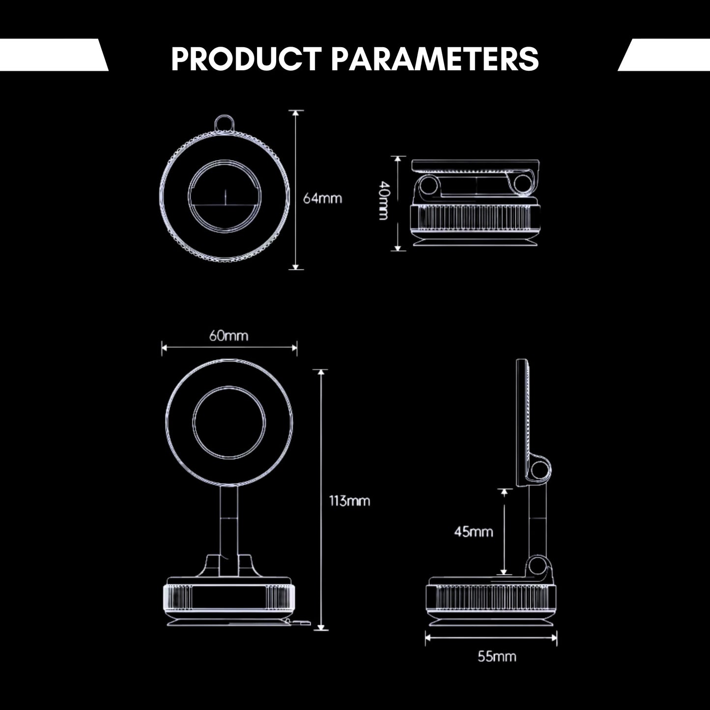 HUBBTECHPRO™ GripMaster 360° Magnetic Vacuum Phone Mount